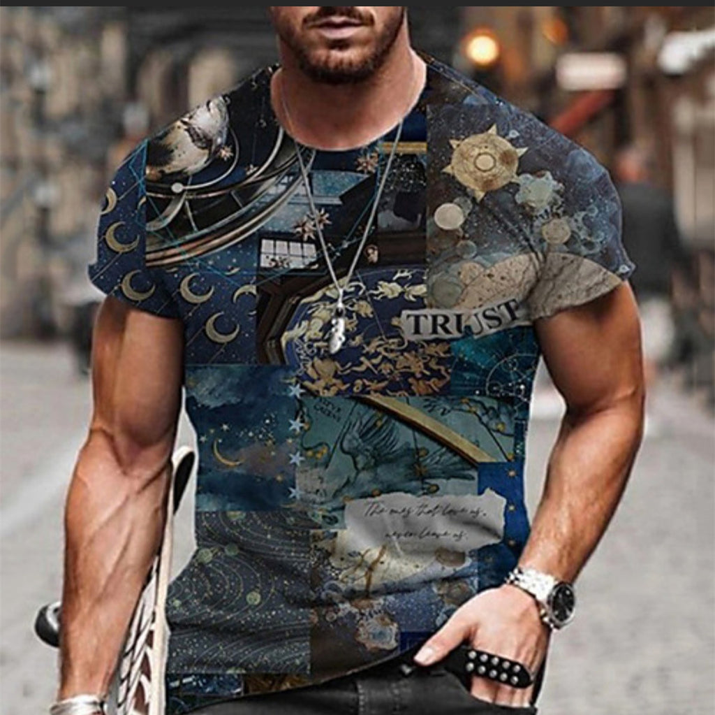 3D Digital Round Neck Short Sleeve T-Shirt