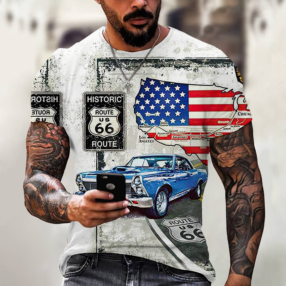 New Men Summer 3Dt Shirt Top Printed Street Short Sleeve