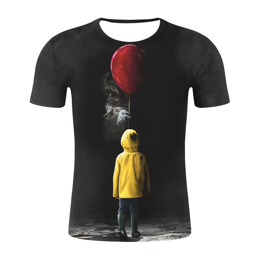 European And American Style Clown 3D Digital Printing Round Neck Short Sleeve T-Shirt