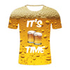 Graphic beer print short-sleeved T-shirt