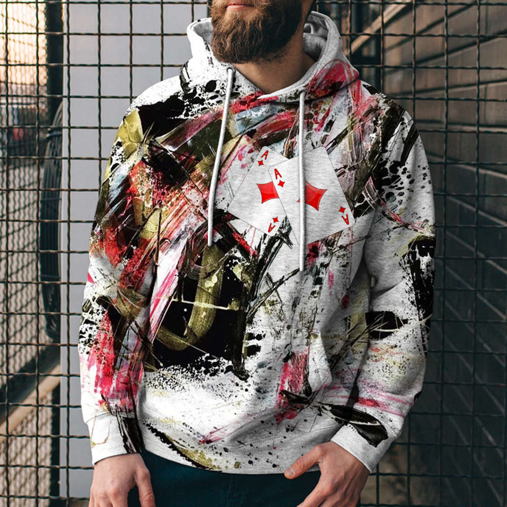 Poker Digital Printed Sweater Street Fashion Loose Sports Hoodie