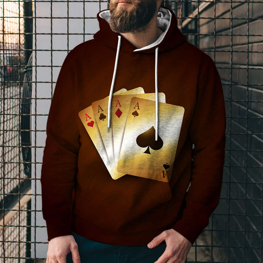 Poker Digital Printed Sweater Street Fashion Loose Sports Hoodie