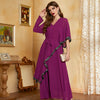 New Rose Purple Double Layer Chiffon Sequins Irregular Slim Party Dress