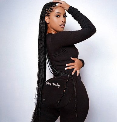 Sexy V-neck Buttoned Long-sleeved Embroidery Jumpsuit