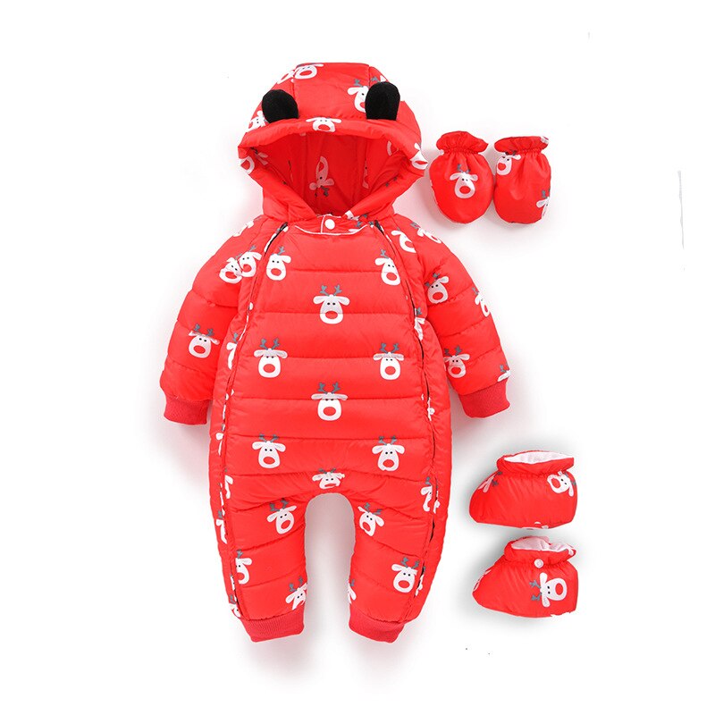 Down jacket plus velvet baby romper jumpsuit