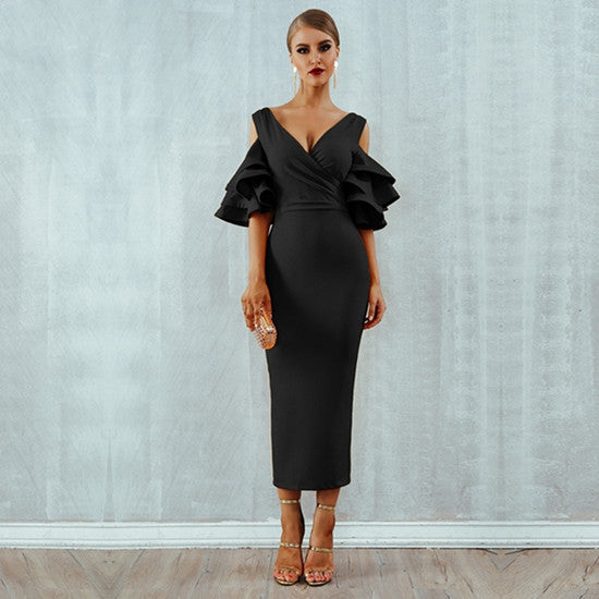 Off-the-shoulder bandage party dress