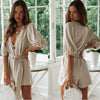 Deep V-neck belt jumpsuit