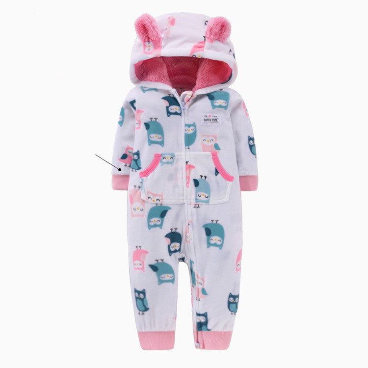 Single layer polar fleece romper zipper shirt