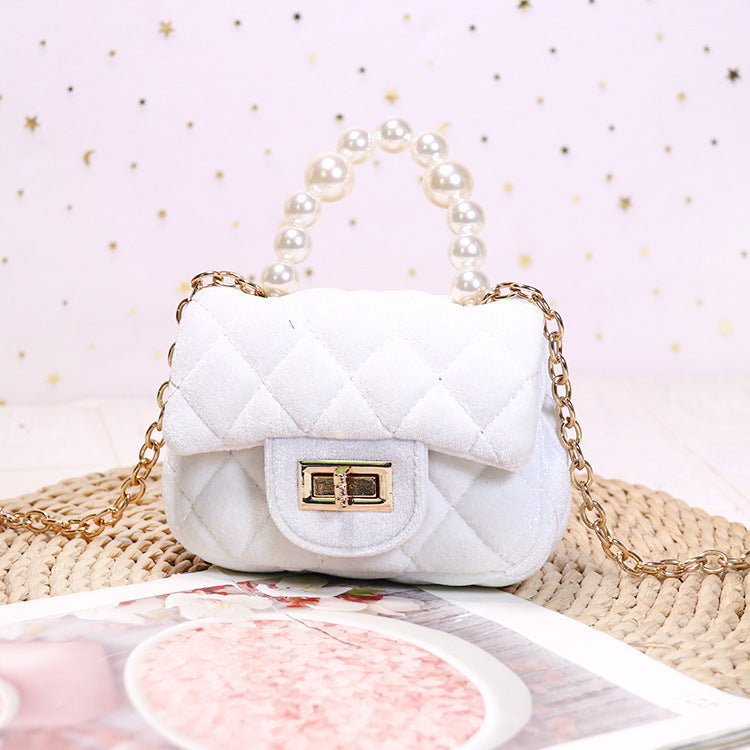 Gold Velvet Mini Pearl Tote