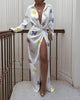 Women's Long Sleeved Print Dress With Slits