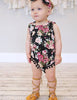 Dark Floral Set Infant Flower Print One-piece Romper Headwear