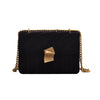 Gold Velvet Lock Shoulder Crossbody Bag