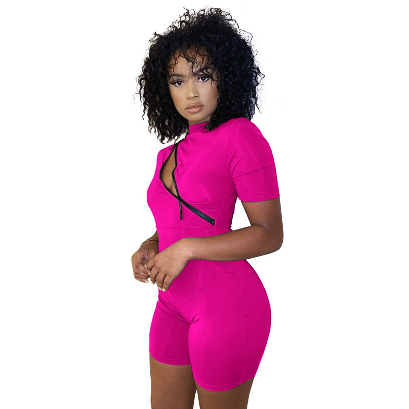 Stitching Contrast Skinny Casual Jumpsuit