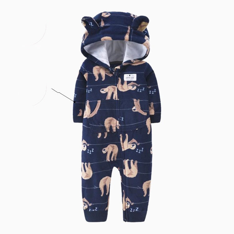 Single layer polar fleece romper zipper shirt