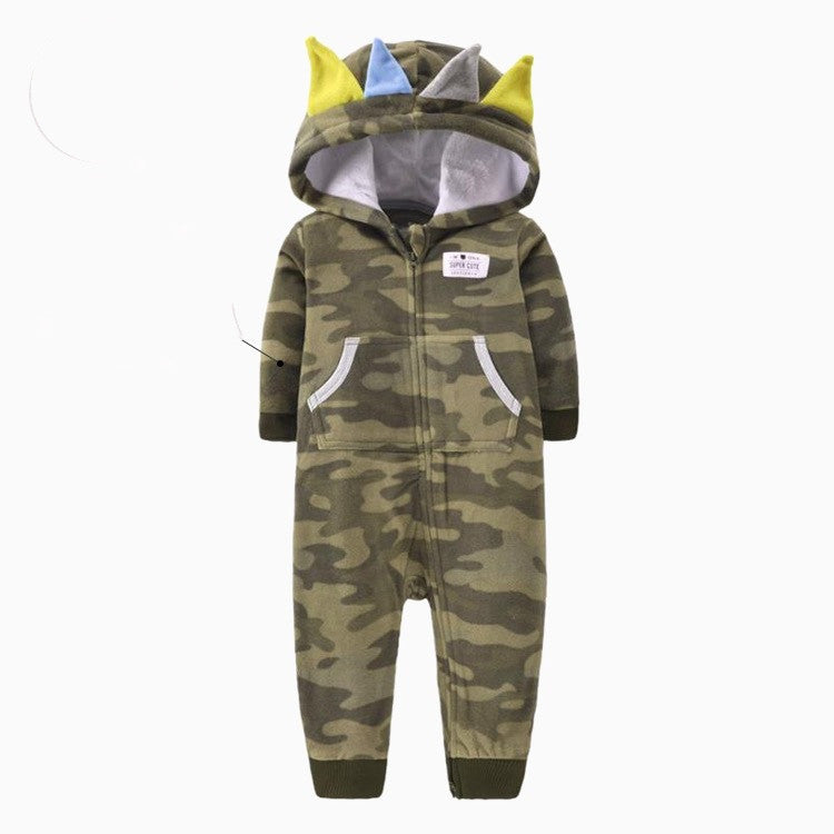 Single layer polar fleece romper zipper shirt