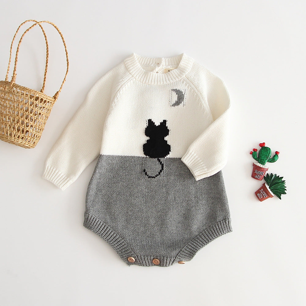 Knitted one-piece cotton romper