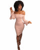 Autumn Dresses Robe Sexy Off Shoulder Slim Bodycon Dress Flare Sleeve Black Dress Women Midi Party Dress Vestidos