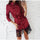 Woman Sexy Lace Button Patchwork Mini Dress Casual Three Quarter Sleeve Sashes Straight Dresses Spring Autumn Female Party Dress