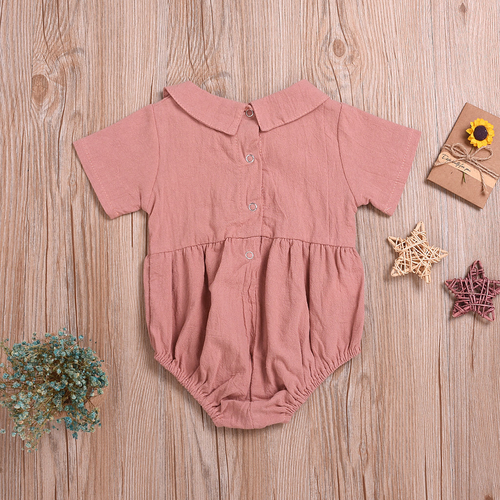 Baby Girl 3 Color Doll Collar Short Sleeve Halter