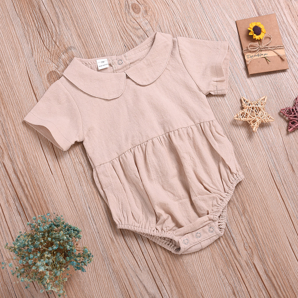 Baby Girl 3 Color Doll Collar Short Sleeve Halter