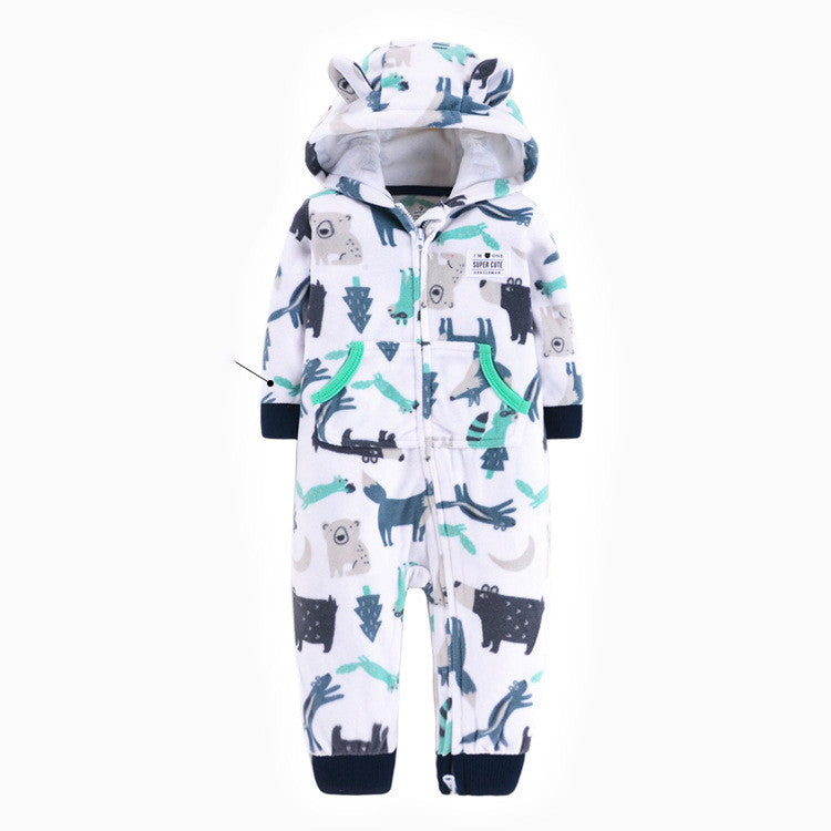 Single layer polar fleece romper zipper shirt