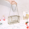 Metal hollow shoulder bag European and American fashion clutch iron mesh chain messenger dinner bag