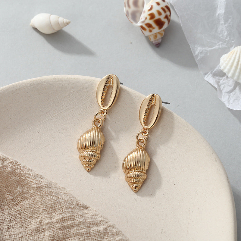 Summer Fashion Jewelry Metal Shell Conch Earrings Earrings