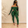 Letter print sexy word shoulder mesh suit