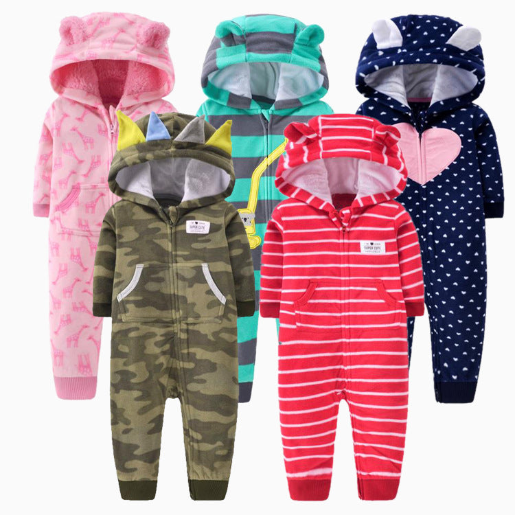 Single layer polar fleece romper zipper shirt