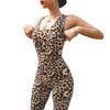 Spring new women's fashion leopard sports fitness hollow jumpsuit