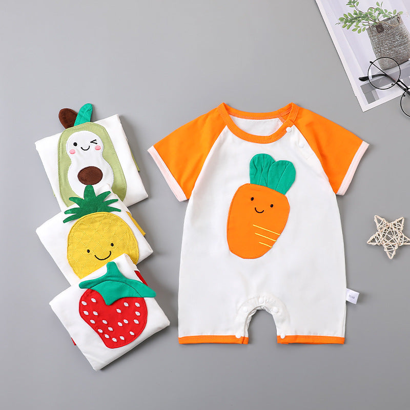 New Baby Onesies For Men And Women Baby Raglan Thin Romper Newborn Summer Cute Fruit Shape Romper