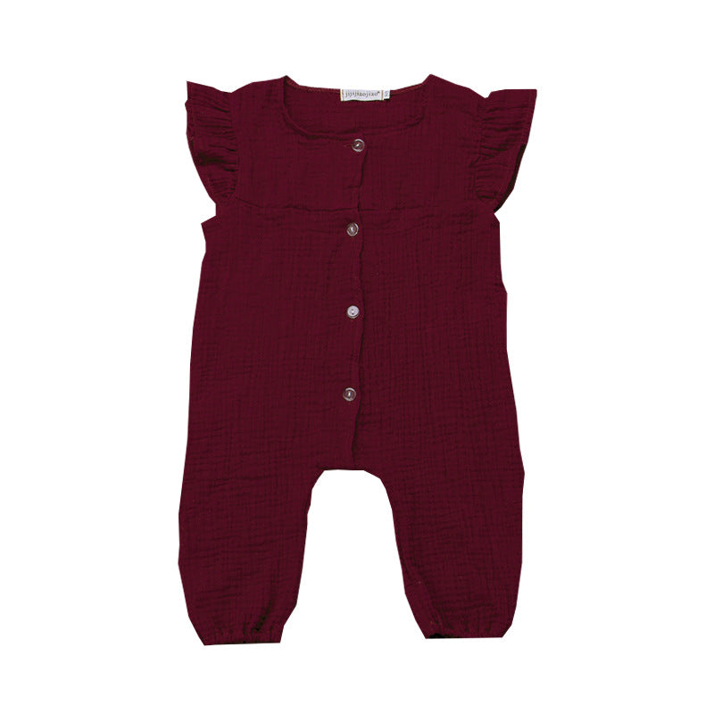 Summer Girls' New Style Jumpsuit With Flying Sleeves