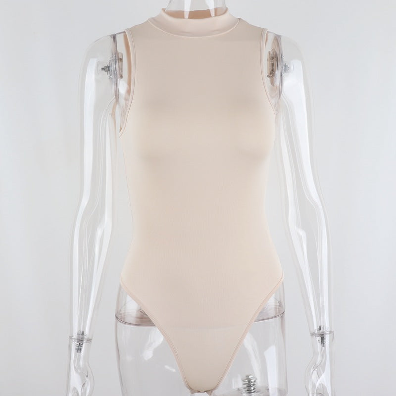 Round Neck Sleeveless Slimming I-line Jumpsuit With Base Vest