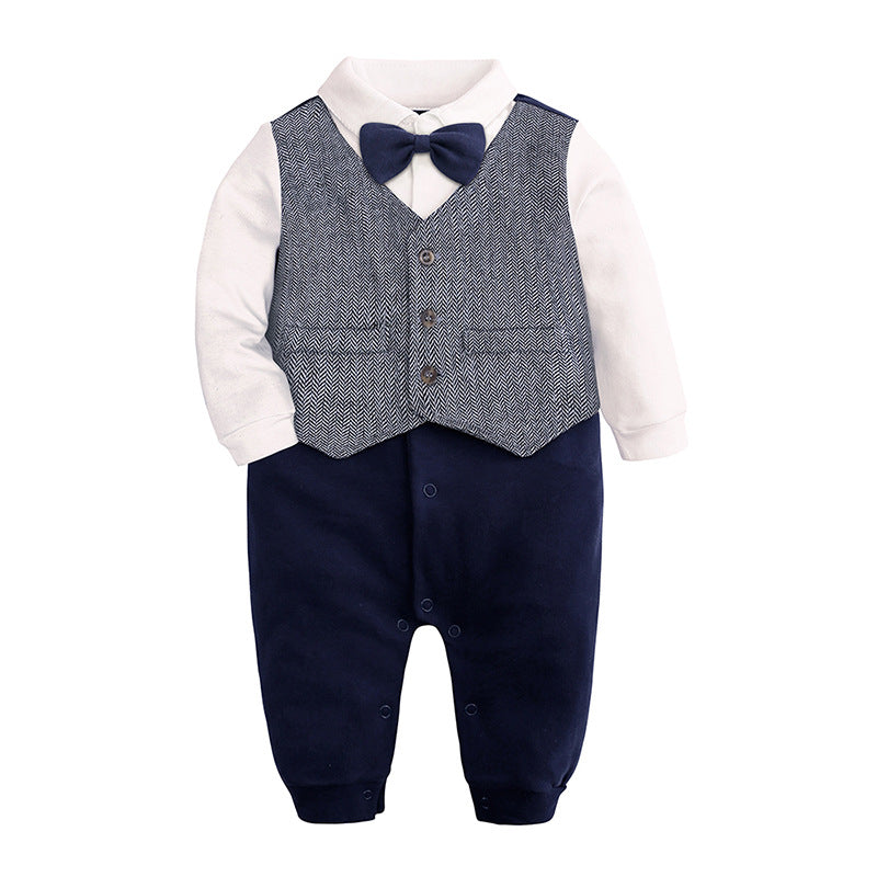 Baby One-year-old Dress Bow Tie Shirt Gentleman Romper