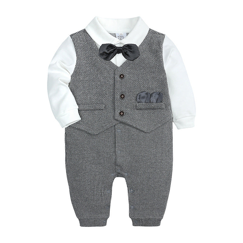 Baby One-year-old Dress Bow Tie Shirt Gentleman Romper