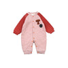 Striped Letter Embroidery And Velvet Warm Baby Jumpsuit