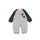 Striped Letter Embroidery And Velvet Warm Baby Jumpsuit