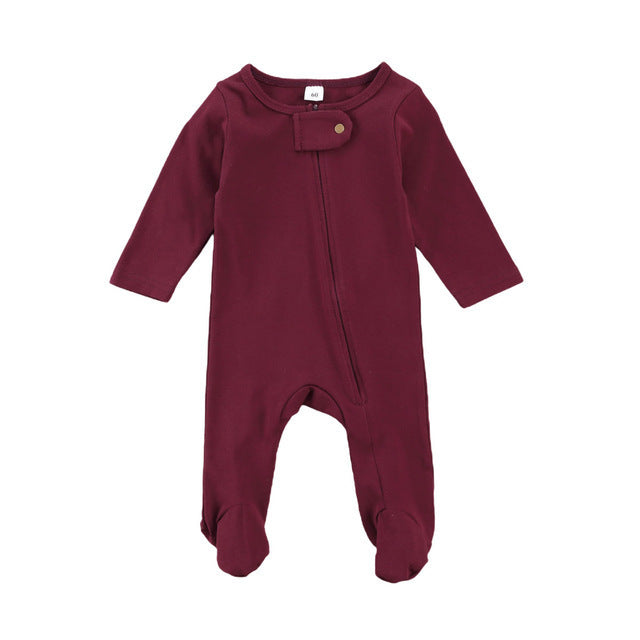 Children's Long-Sleeved Jumpsuit With Round Neck And Buckles