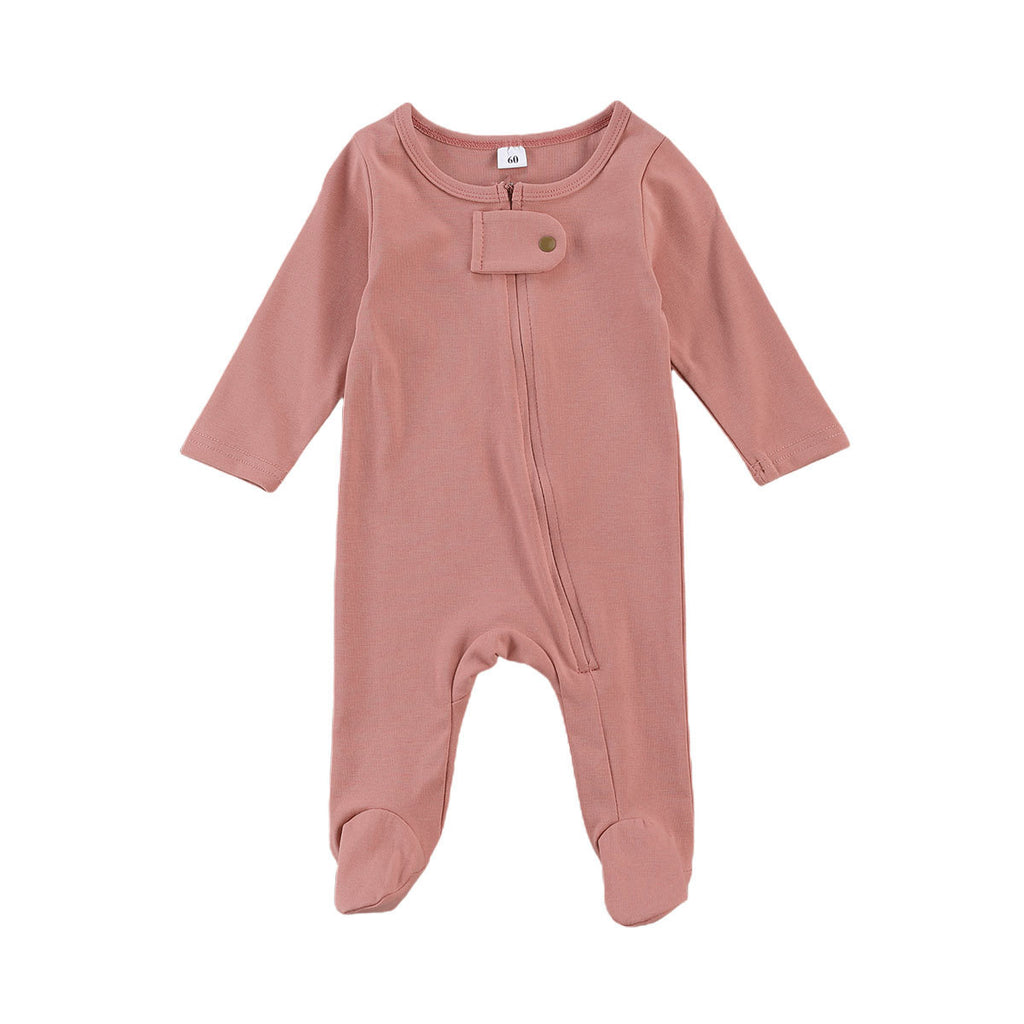 Children's Long-Sleeved Jumpsuit With Round Neck And Buckles