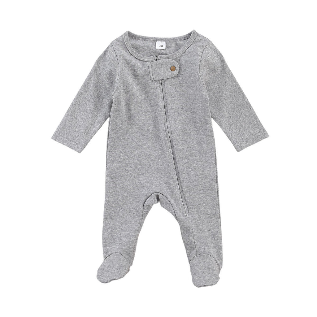 Children's Long-Sleeved Jumpsuit With Round Neck And Buckles