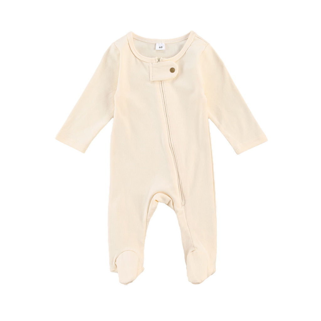 Children's Long-Sleeved Jumpsuit With Round Neck And Buckles