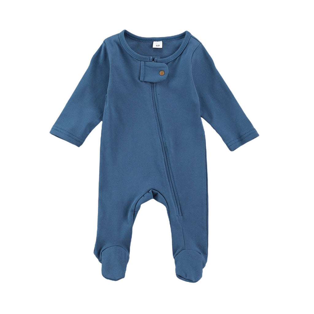 Children's Long-Sleeved Jumpsuit With Round Neck And Buckles