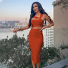 One-shoulder Tube Top Mid-length Solid Color Party Fashion Dress Women