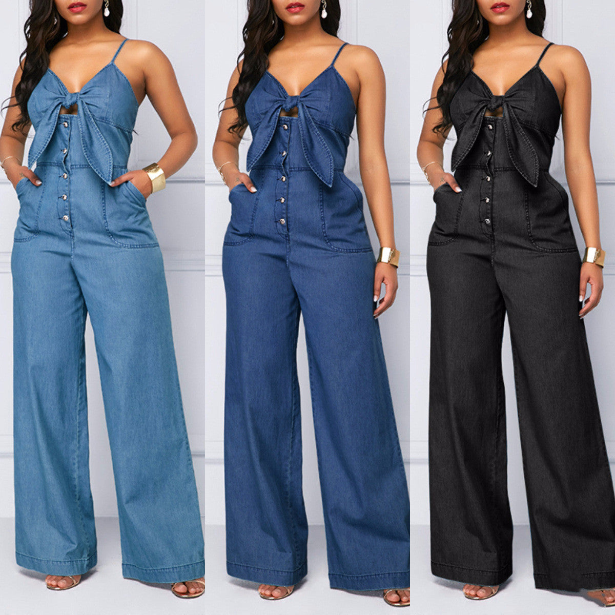 Sexy Sling Low-cut Wide-leg Jumpsuit