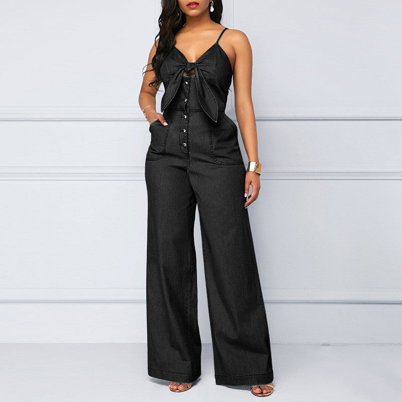Sexy Sling Low-cut Wide-leg Jumpsuit