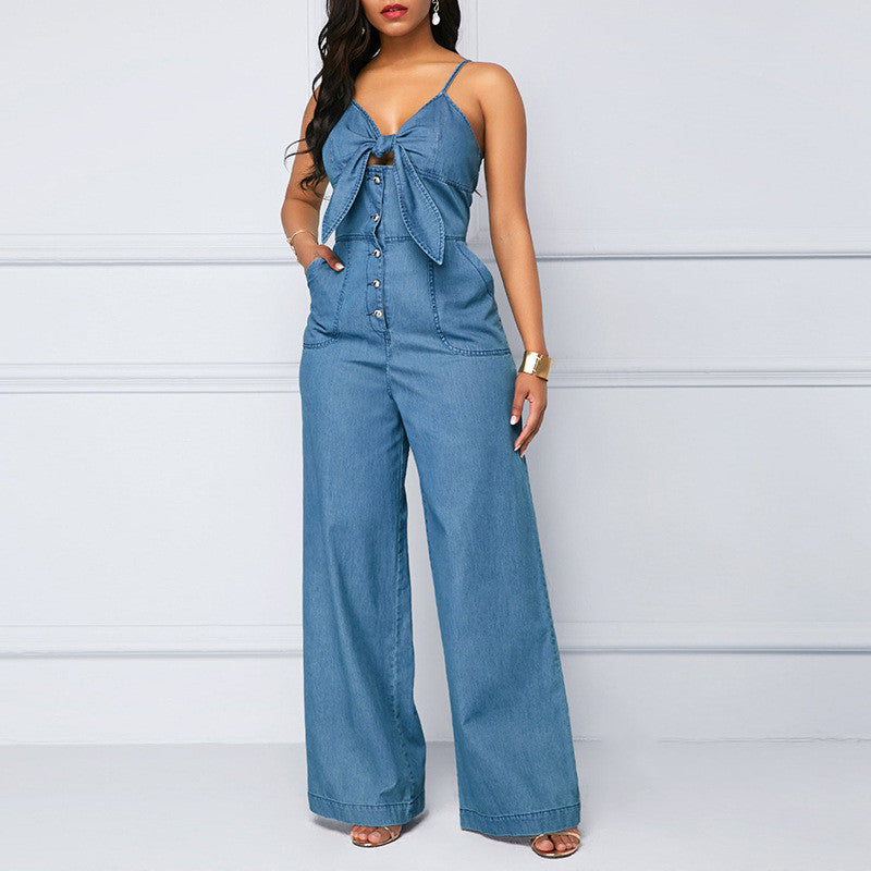 Sexy Sling Low-cut Wide-leg Jumpsuit