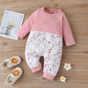 Infant Autumn and Winter Small Fresh Print Color-Blocking Romper One-Piece Romper