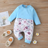 Infant Autumn and Winter Small Fresh Print Color-Blocking Romper One-Piece Romper