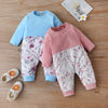 Infant Autumn and Winter Small Fresh Print Color-Blocking Romper One-Piece Romper