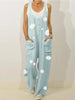European And American New Style Cotton And Linen Printed Jumpsuit